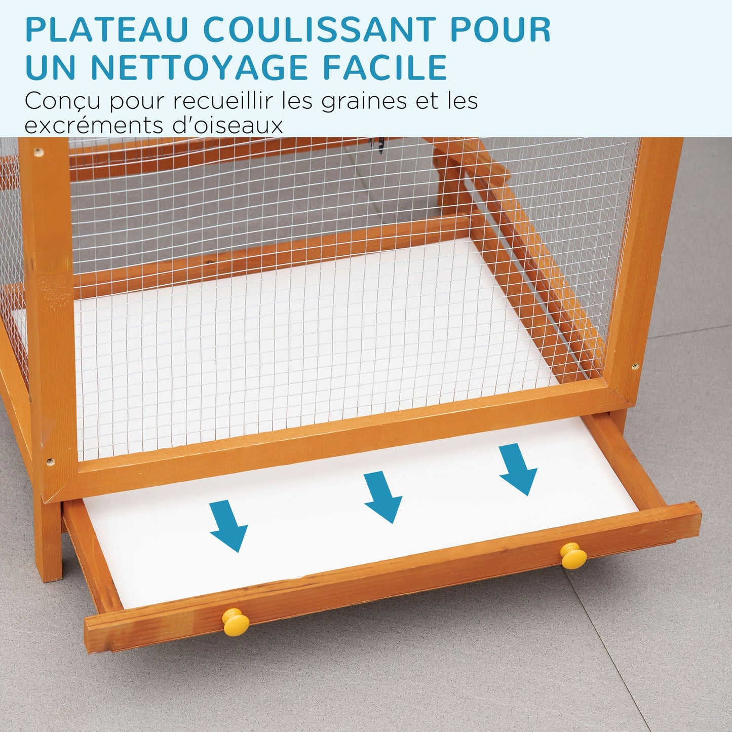 Vogelkooi Large – Vogelkooi Outdoor – Vogelhuis – Vogelnestkast – Volière – Solide Houten Constructie – Weerbestendig Met Asfalt Dak – 68x63x165 cm – Oranje