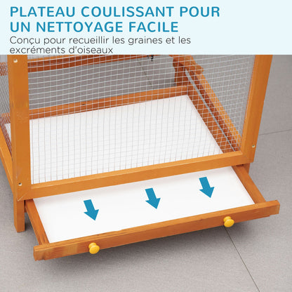 Vogelkooi Large – Vogelkooi Outdoor – Vogelhuis – Vogelnestkast – Volière – Solide Houten Constructie – Weerbestendig Met Asfalt Dak – 68x63x165 cm – Oranje