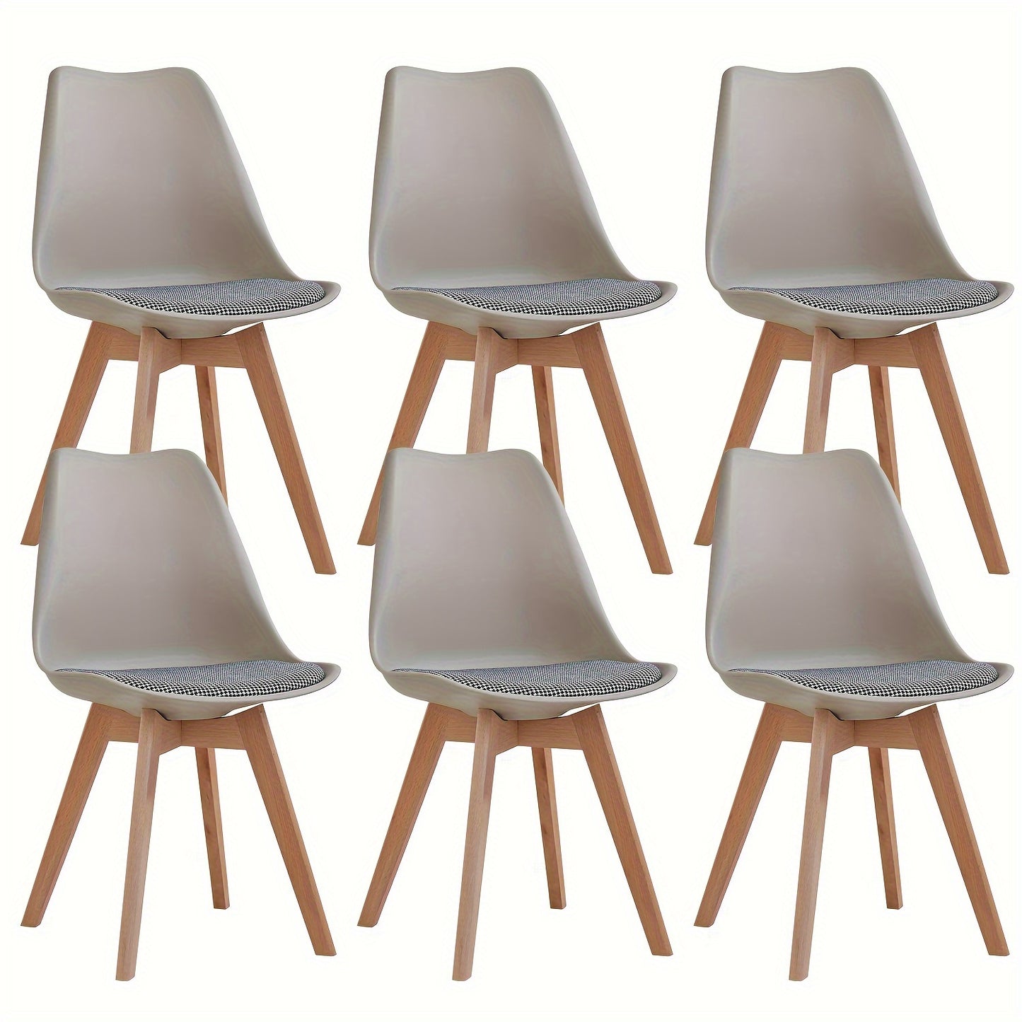 Scandinavische Eetkamerstoelen – Eetkamerstoelen – Stoelen Set – Keukenstoelen – Armloze Stoelen – Set van 6 – Beukenhouten Poten – Linnen Bekleding
