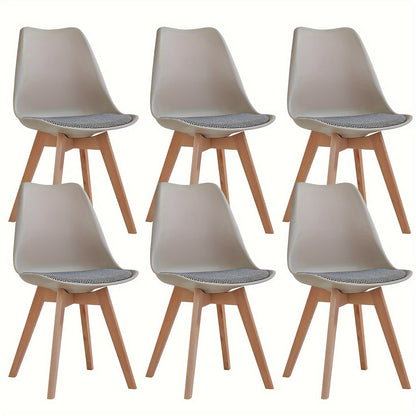 Scandinavische Eetkamerstoelen – Eetkamerstoelen – Stoelen Set – Keukenstoelen – Armloze Stoelen – Set van 6 – Beukenhouten Poten – Linnen Bekleding