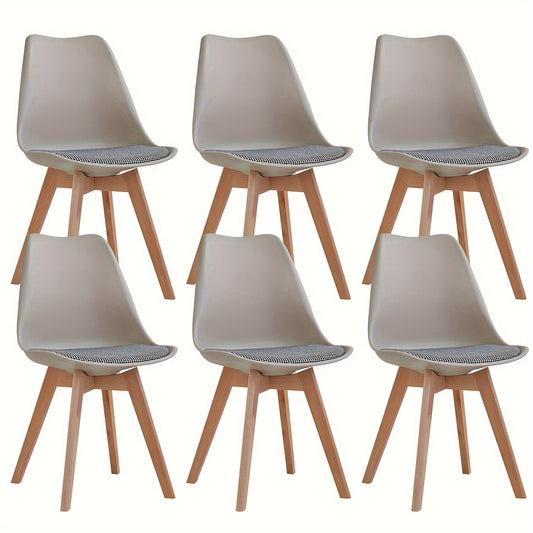 Scandinavische Eetkamerstoelen – Eetkamerstoelen – Stoelen Set – Keukenstoelen – Armloze Stoelen – Set van 6 – Beukenhouten Poten – Linnen Bekleding