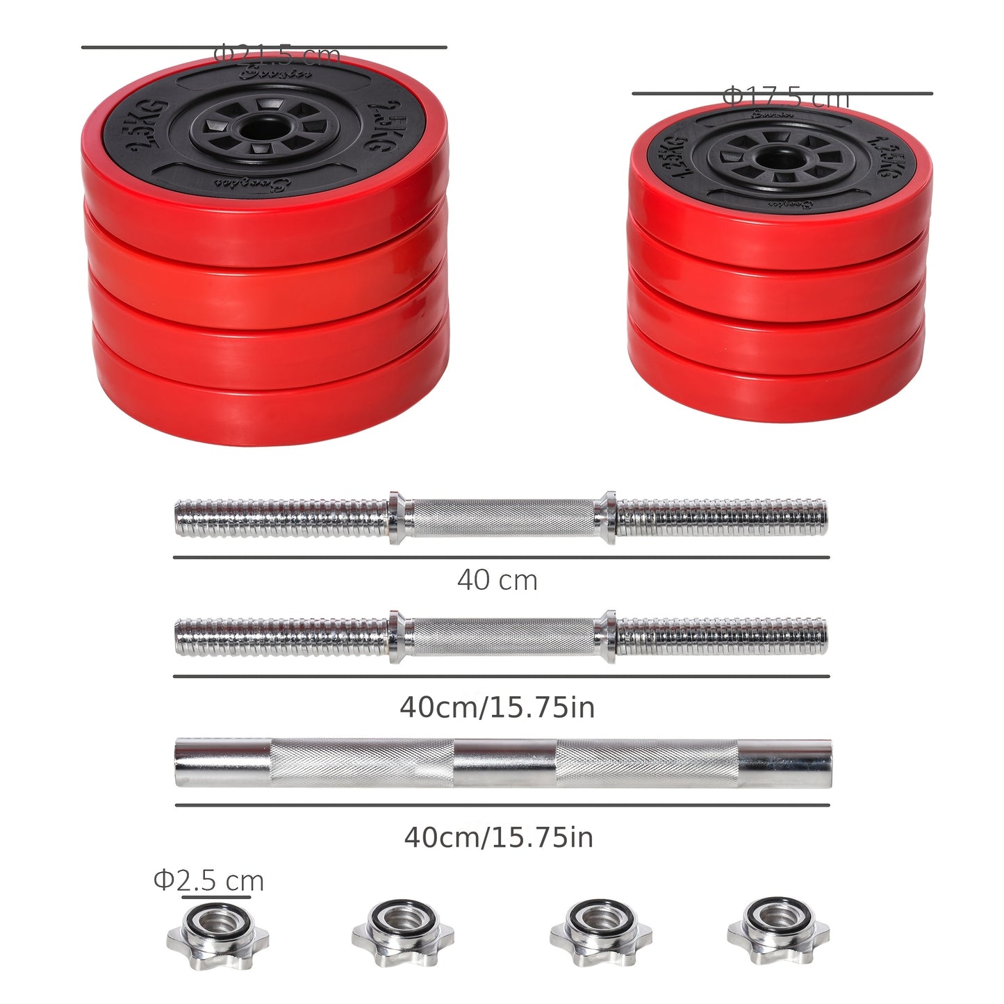Dumbbell Set 20kg S 2in 1 Adjustable Dumbbell And Barbell Red And Black Suitable for Home Gym And Muscle Training 21.5 X 21.5 X 3.8cm, Fullbody Exercise