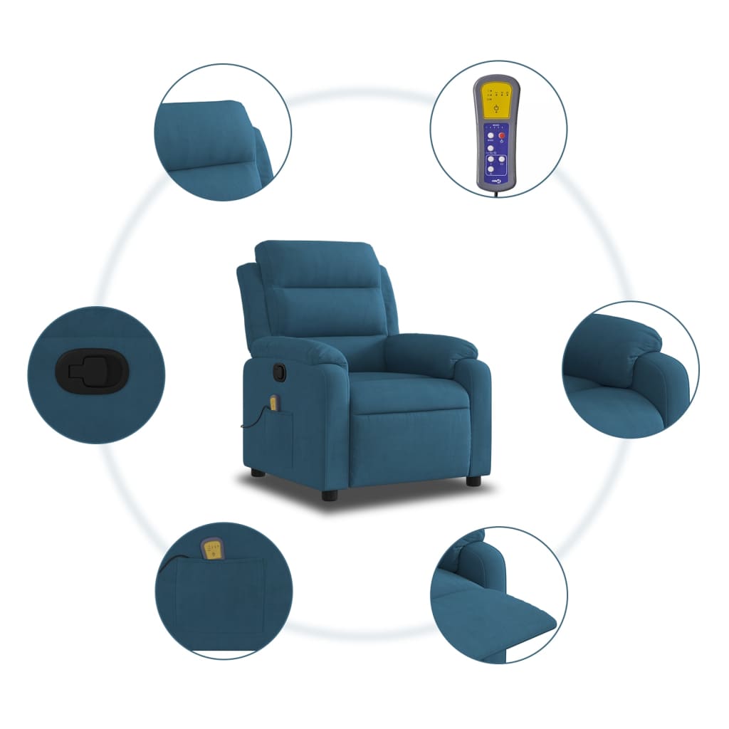 Fauteuil – Relaxstoel – Loungezetel – Zetel – Armstoel – Handmatig Verstelbaar – Blauwe Stof