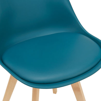 Eetkamerstoel – Stoel – Kuipstoel – Keukenstoel – Woonkamerstoel – Set van 6 – PU Kunstleer Bekleding – Massief Beukenhout Frame – Turquoise