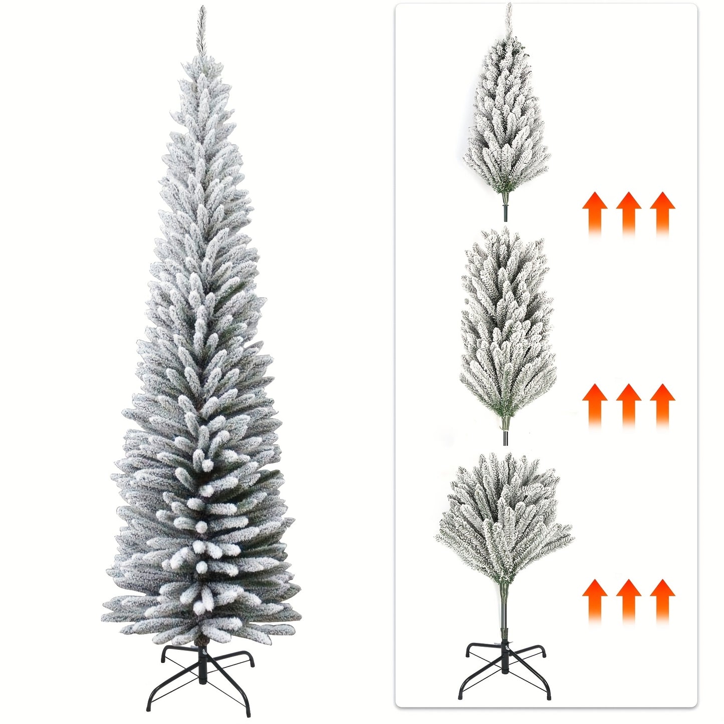 kunstkerstboom – kunstboom – nepkerstboom – dennenboom – herfstboom – 210 cm – hoogwaardige flocking – stevige metalen poten