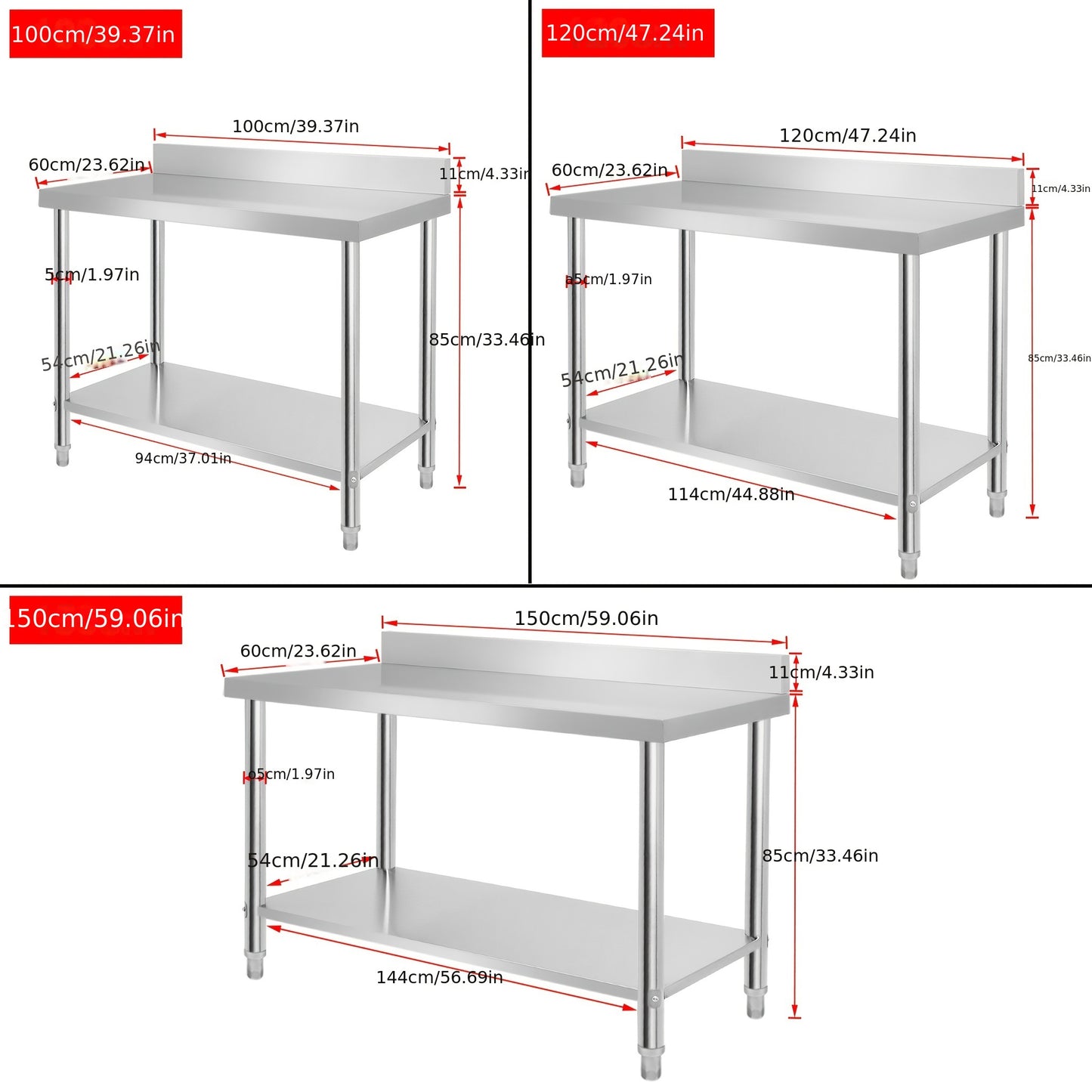 RVS Werkbank – Keukenwerkbank – RVS Tafel – Werktafel – Voorbereidingstafel – Verstelbare Poten – 120 x 60 x 85 cm – Professioneel & Makkelijk Schoon Te Maken