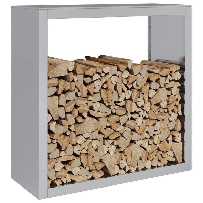 Galvanized Steel Firewood Storage Shelf 100x40x100cm - Heavy-Duty Outdoor Wood Rack with Ventilation Holes, Space-Saving Design for Patio, Garden, or Backyard, Firewood Organizer, Modern Aesthetic, Durable Construction