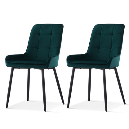 Velvet Eetkamerstoelen – Stoelen – Set Van 2 – Bistrostoelen – Vergaderstoelen – Groen – Memory Foam Zitting – Carbon Stalen Frame