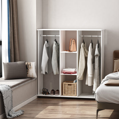 Kledingkast – Garderobekast – Opbergkast – Kledingmeubel – Witte Kledingkast – Mobiel Met 6 Wieltjes – Stevig Spaanplaat 120x40x128 cm