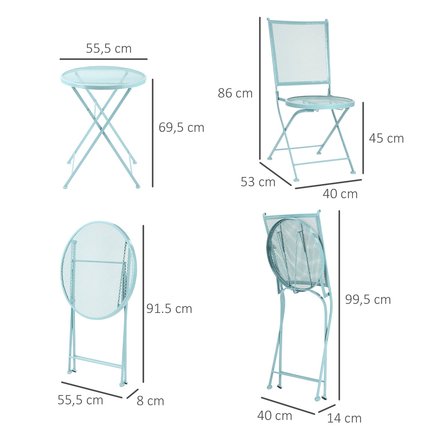 Bistroset – Tuinset – Balkonset – Tuintafel – Bistrotafel – Inklapbaar – Lichtgewicht Metalen Frame – Compact Voor Balkon