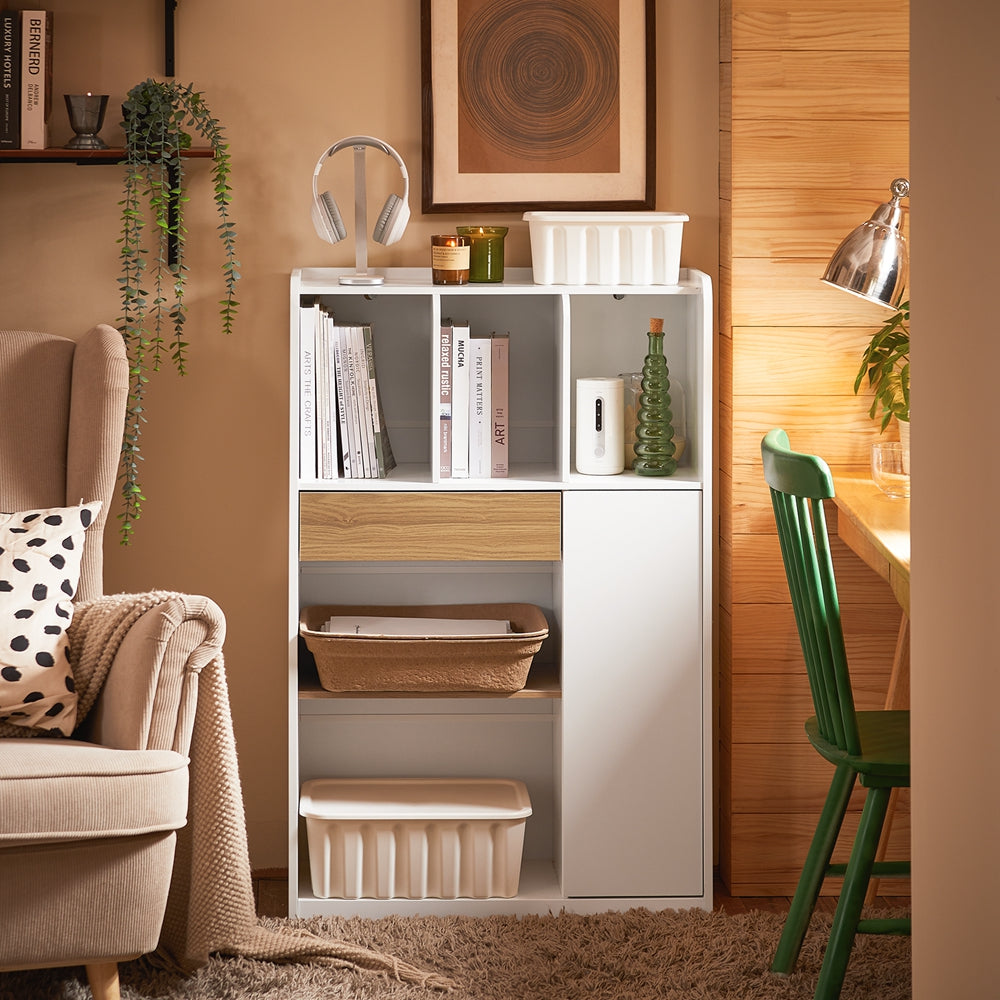 Boekenkast – Boekplank – Opbergkast – Vakkenkast – Ladenkast – Compact 72x110x30 cm – Laadvermogen tot 65 kg
