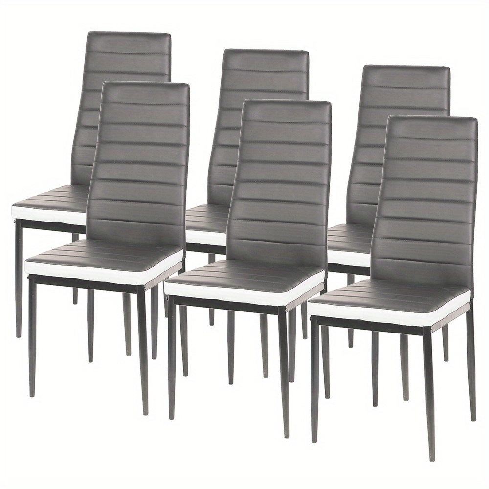 Eetkamerstoelen – Stoelen – Kuipstoelen – Keukenstoelen – Bistrostoelen – Set van 6 – Kunstleren Bekleding – Hoge Rugleuning – Stevig Frame – Comfortabel