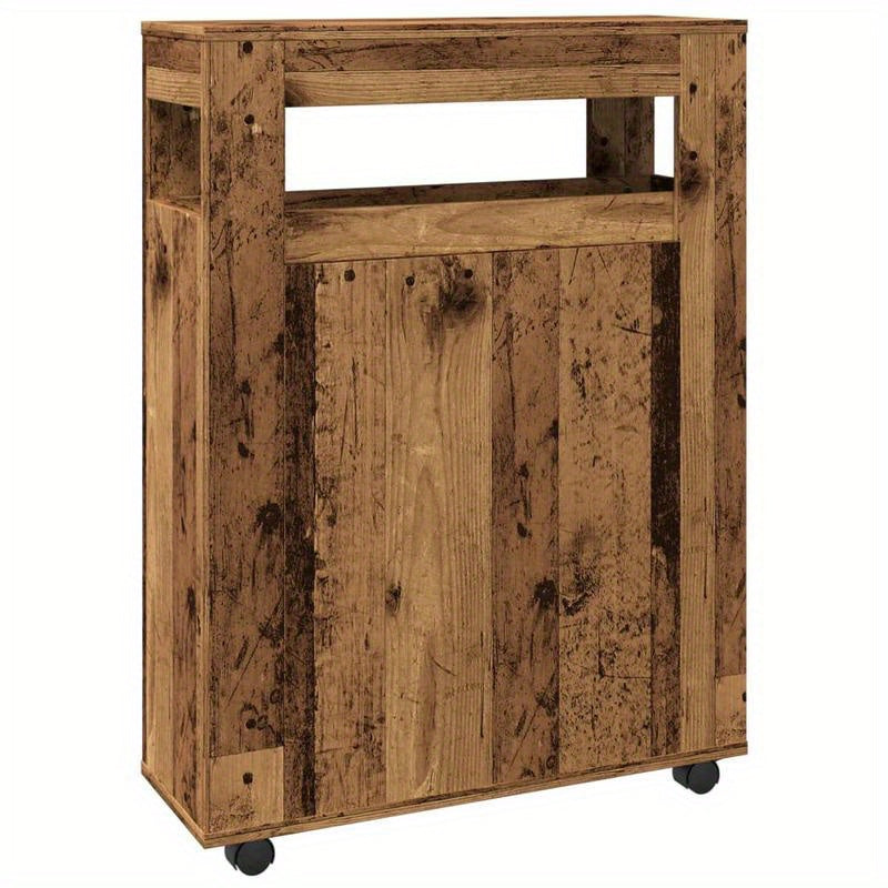 Smalle Badkamerkast – Waskast – Opbergkast – Plank – Karretje – Oud Hout – Op Wieltjes – Veel Opbergruimte