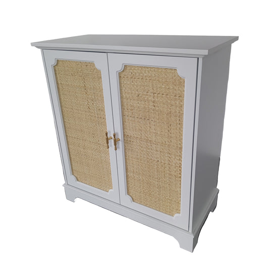 Bamboekast – Opbergkast – Kastje – Woonkamerkast – Halmeubel – Wit Bamboe – 2-Deurs Design – 3,2+ Kubieke Voet Opbergruimte – 68,5 cm Hoog – Duurzaam & Makkelijk te Monteren