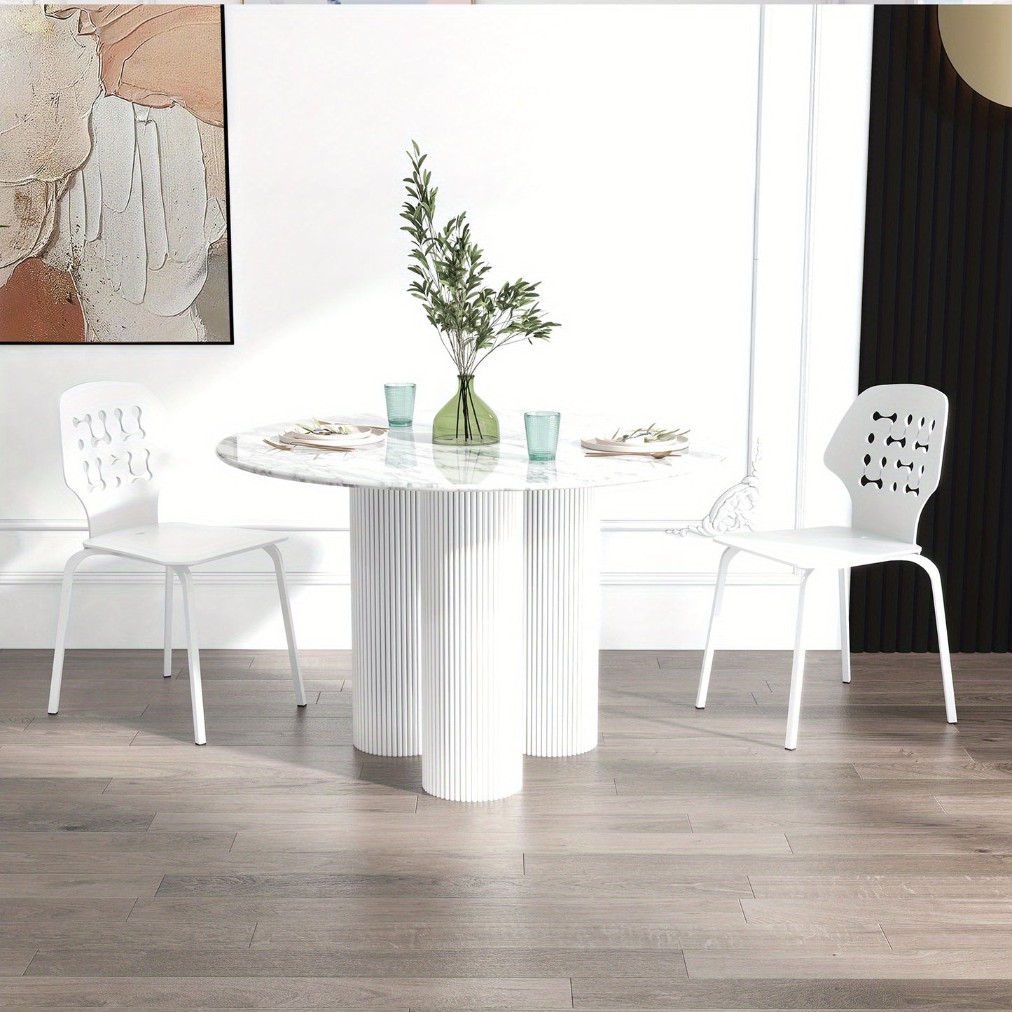 Eetkamerstoelen Set 4 – Keukenstoelen – Stoelen Zonder Armleuning – Metaal Stoelen – Moderne Stoelen – Ergonomische Rugleuning – Stevig Metalen Frame