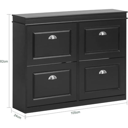 Schoenenkast – Schoenenrek – Schoenenopberger – Schoenmeubel – Opbergkast – 4 Kantelkleppen – Smal Design 105x24x83 cm – MDF Hout