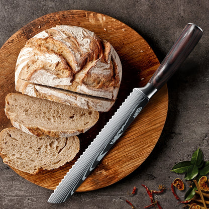 Koksmes Set – Keukenmessen – Chefsmessen – Santoku – Officemes – 10-Delig – Hoog-Koolstof Roestvrijstaal – Houten Handvatten