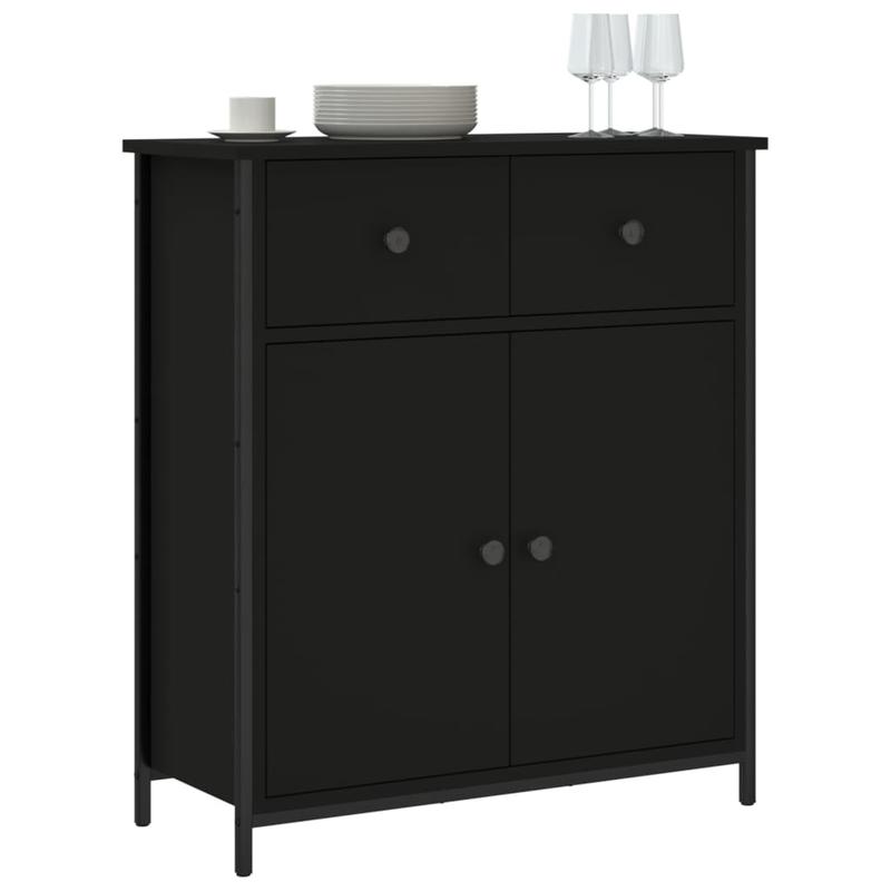 Modern Black Wood Sideboard Cabinet with Lockable Doors - 70x30x80cm Hardwood Storage Cabinet, Floor-Mounted Design, No Electricity Needed, Durable Wood Material For Living Room, Bedroom, Office Organization, Sideboard For Li