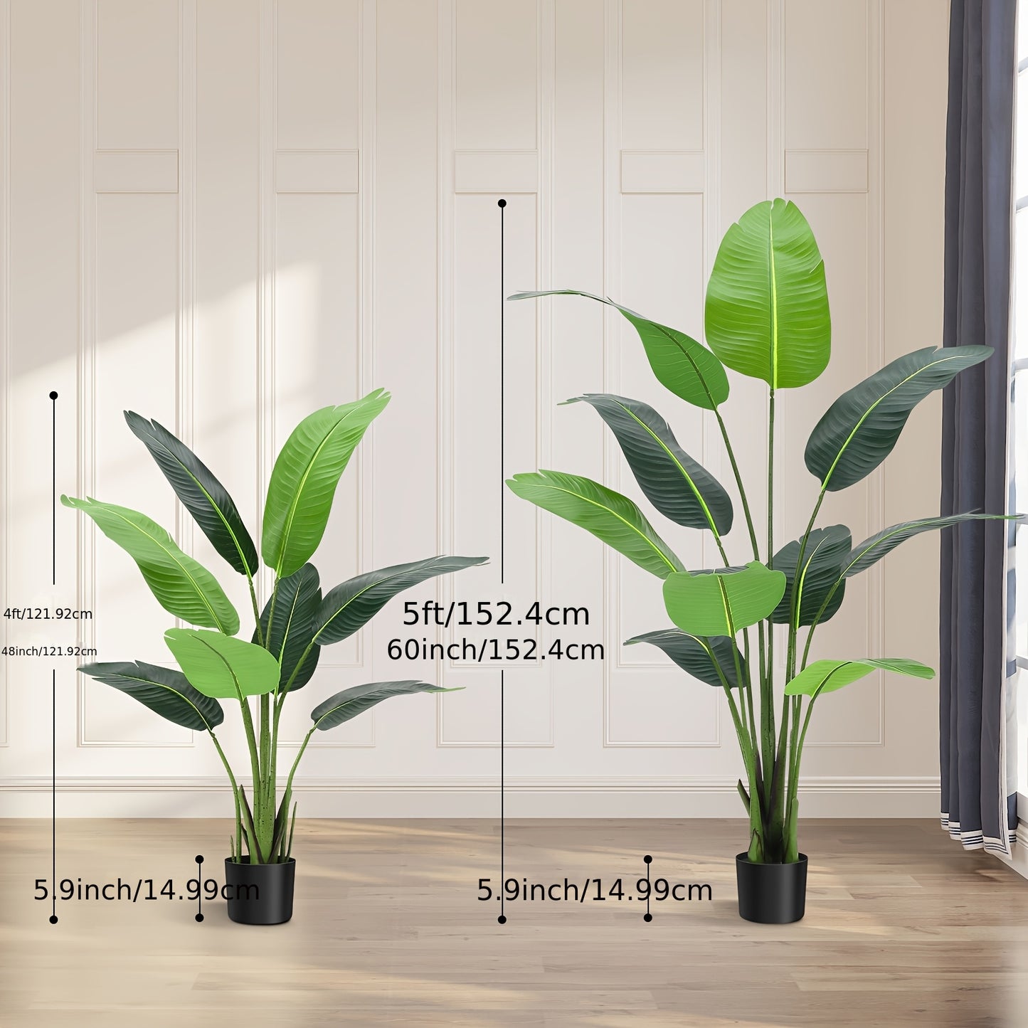 Kunstplanten Set – Nepplanten – Kunstbomen – Tropische Planten – Indoor Decoratie – 2 Stuks Met 152 cm Hoogte – Onderhoudsvrij & Realistisch