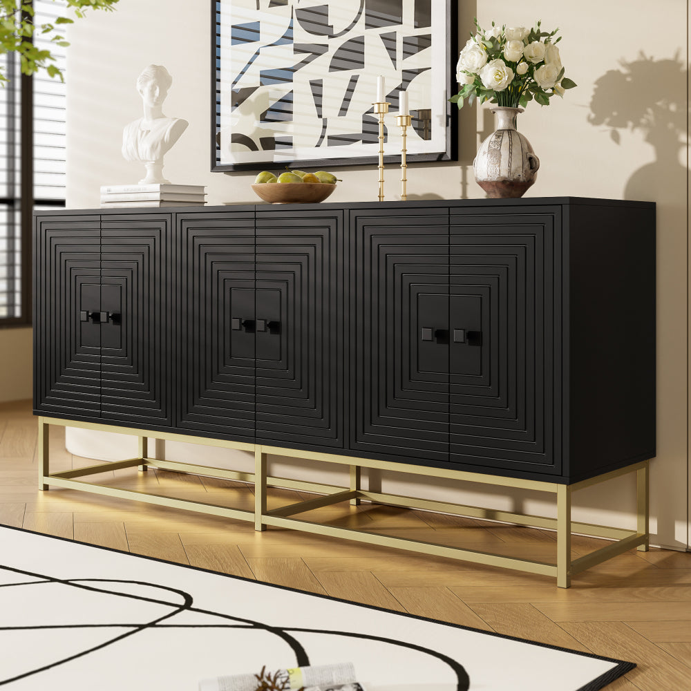 Modern Large Storage Cabinet with 3 Double Doors - -Standing Matte Cabinet Suitable for Living Room, Dining Room & Office - Spacious, Modern Furniture