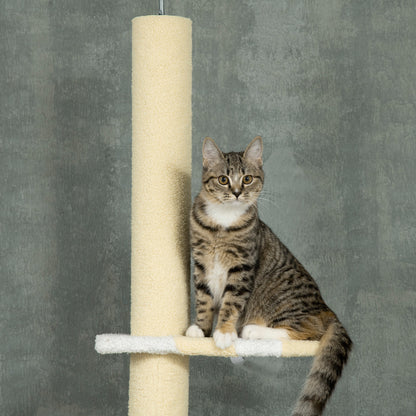 Krabpaal – Krabmeubel – Kattentoren – Klimelement – Speelpaal – Verstelbare hoogte 220-260 cm – Antislip basis – Sisal touw – Geel variant
