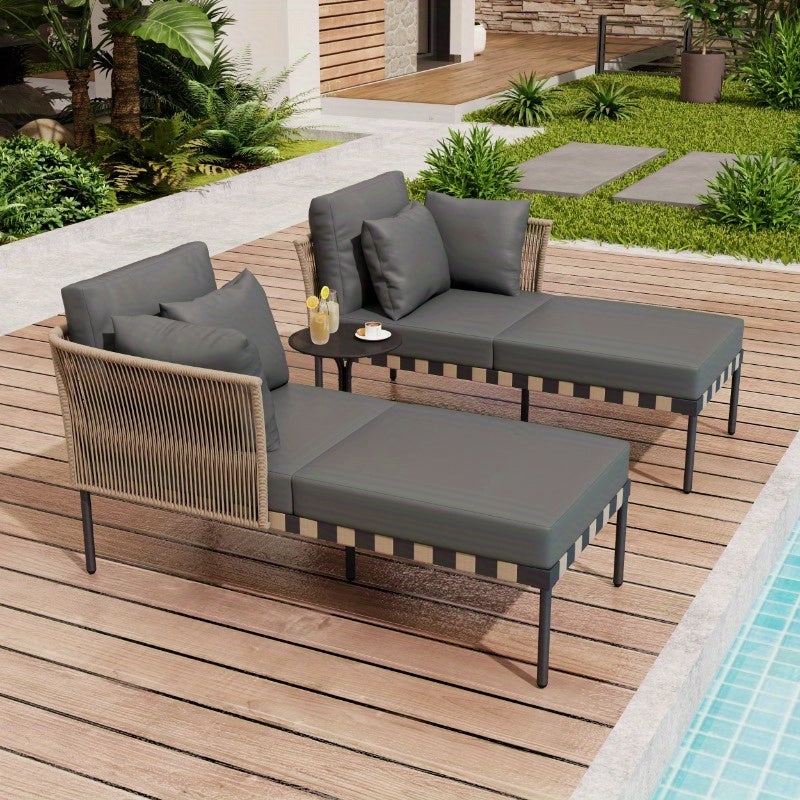 Loungeset – Tuinset – Loungemeubel – Balkonmeubilair – Terrasmeubels – Modulair Ontwerp – Afneembare Wasbare Kussens