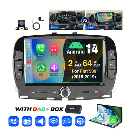 Android 14 Autoradio – Carplay Radio – Multimedia Speler – 2 DIN Stereo – Touchscreen Navigatie – DAB+ Digitale Radio – Achteruitrijcamera Inclusief – 7 Inch IPS Scherm