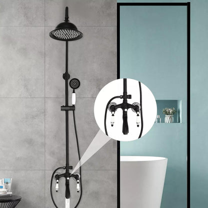 Regendoucheset – Doucheset – Douchekolom – Douchekraan – Douchesysteem – Zwart metalen design – Verstelbare hoogte 78-115 cm – Duurzame messing en RVS constructie