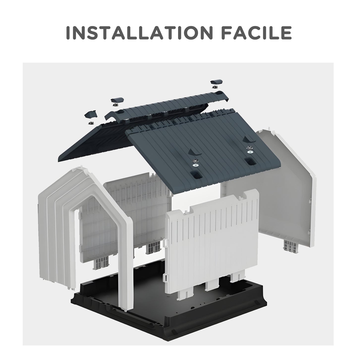 Hondenhok – Hondenkennel – Hondenhuis – Hondenbench – Buitenkennel – Waterdicht Kunststof – Compact 62x61x60 cm – Ventilatieraampje