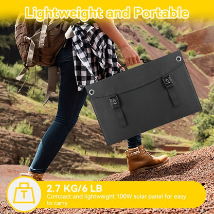 Draagbaar Zonnepaneel – Solar Charger – Opvouwbaar Paneel – Powerbank Oplader – Outdoor Energie – 100W Hoog Rendement – USB-C PD3.0 & USB-A QC3.0 Output