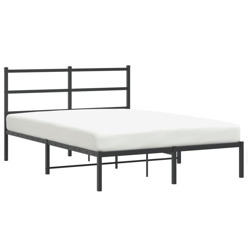 Metalen Bedframe – Stalen Bed Frame – Bedframe Zonder Matras – Metaal Bed Bodem – Zwart Hoofdbord – 135x190 cm – Stevig & Duurzaam