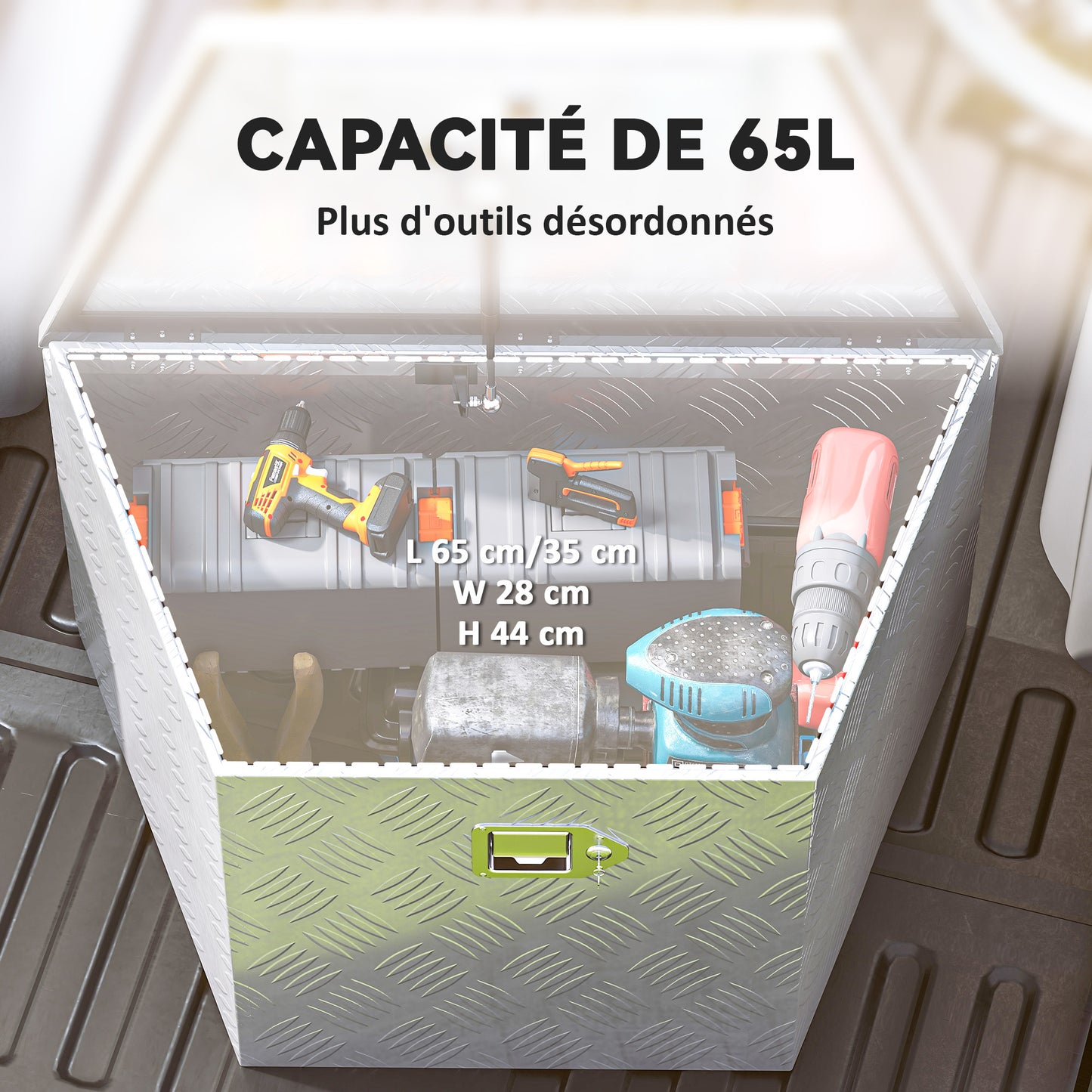 Aluminium Gereedschapskist – Gereedschapskoffer – Opbergkist – Tool Box – Werkplaatskist – Waterdicht – Lichtgewicht 73,7x41x46 cm – Zilver