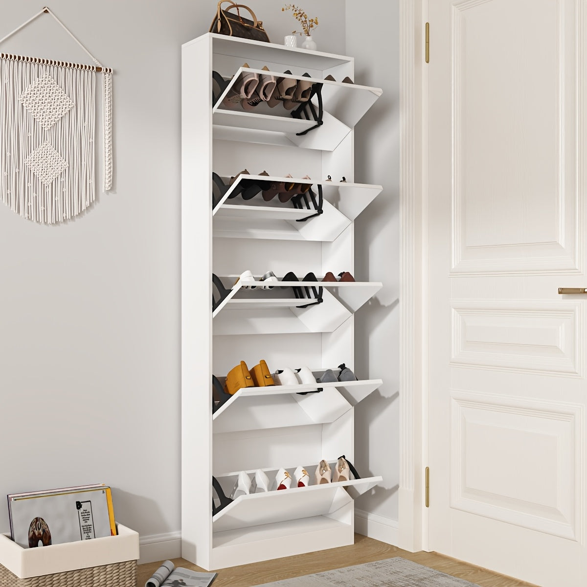 Schoenenkast – Schoenenrek – Schoenenopberger – Halkast – Schoenenbank – Spiegeldeur – Ruimtebesparend Design – Hout