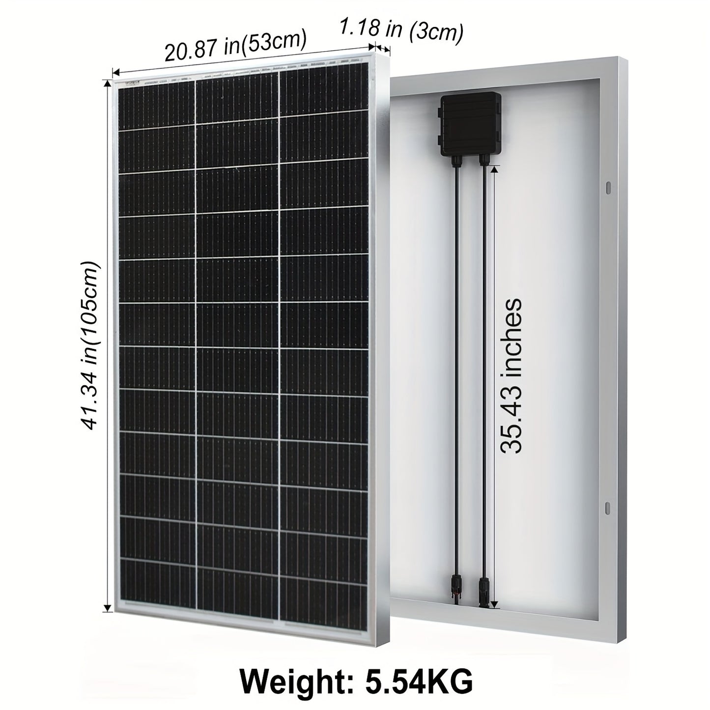 Zonnepaneel – Solar Panel – Zonnecellen – Photovoltaïsch Paneel – Solar Module – 120 Watt Vermogen – Monokristallijn Half-Cell Technologie – 18 Volt Output