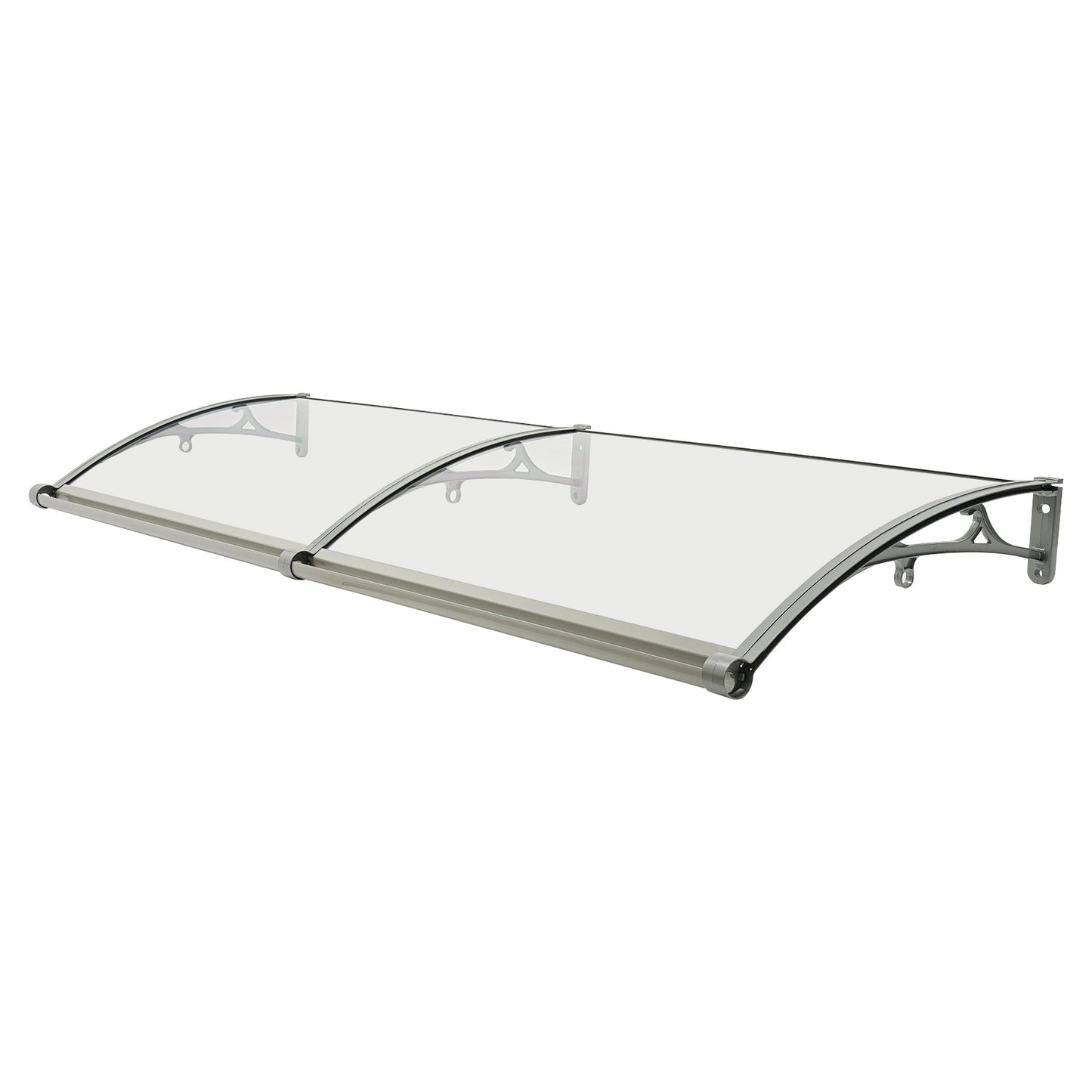 Transparante Boogvormige Overkapping – Balkonoverkapping – Raamluifel – Fietsenstalling – Voordeurbescherming – Aluminium Frame – UV-Bestendig Dak – 200x60 cm