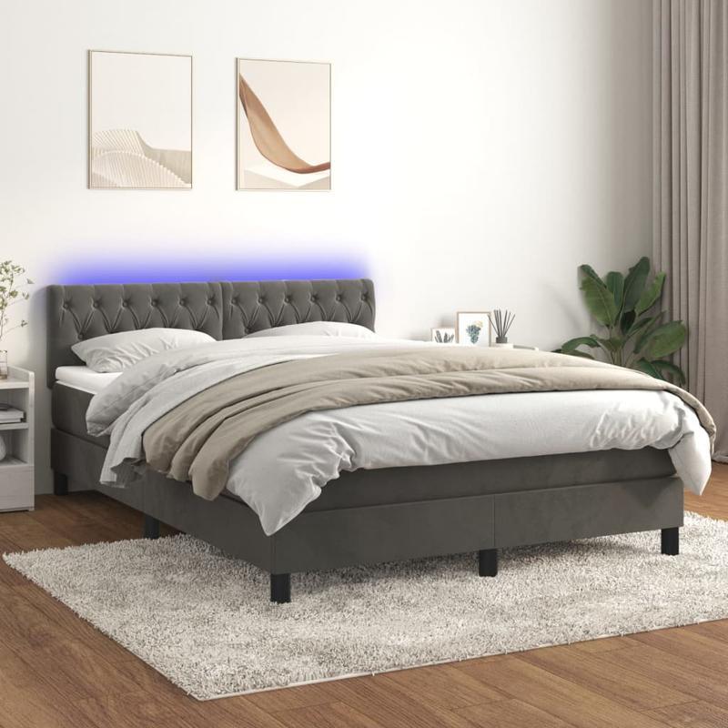 140x200cm Dark Gray Slatted Bed Base with Mattress - Multifunctional Integral Bed Frame, Classic Style, No Electricity Needed, Easy Assembly, Durable & Comfortable Sleep Solution for Small Family Bedrooms, Bedroom Furniture,
