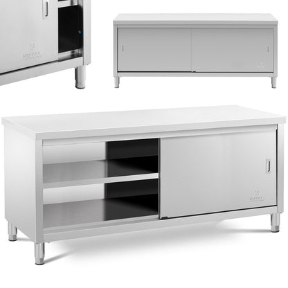 Roestvrijstalen Schuifdeurkast – RVS Kast – Werkbank – Opbergkast – Schuifdeurkast – 200x70 cm – Hoge Draagkracht 600 kg – Verstelbare Pooten