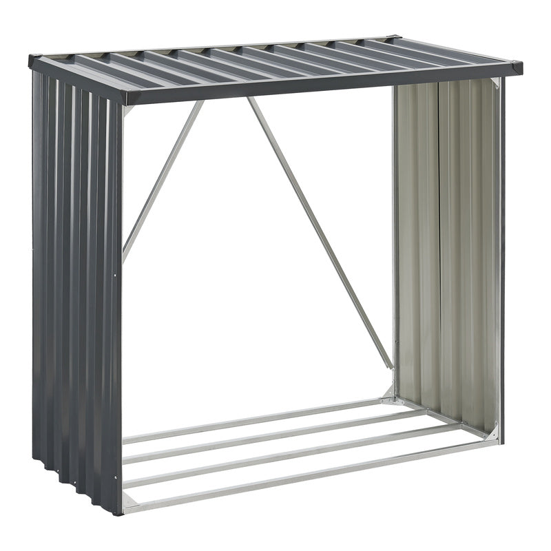 Houtopslagrek – Houtrek – Houtberging – Haardhoutrek – Brandhoutrek – Stalen Constructie – Weerbestendig Antraciet 155x45x157 cm