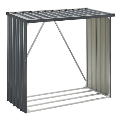 Houtopslagrek – Houtrek – Houtberging – Haardhoutrek – Brandhoutrek – Stalen Constructie – Weerbestendig Antraciet 155x45x157 cm
