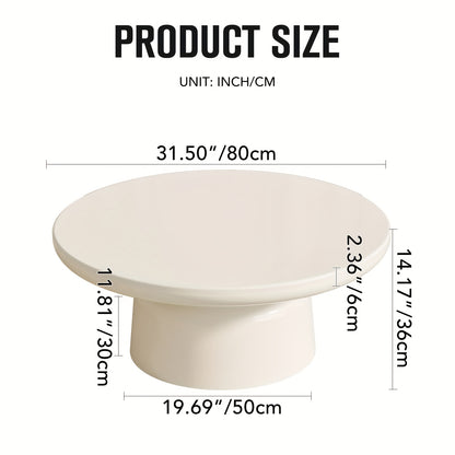 Salontafel – Bijzettafel – Woonkamertafel – Koffietafel – Tafeltje – Modern – Rond – Hardhout – Melkachtig Wit – Ruimtebesparend Ontwerp – Eenvoudige Montage