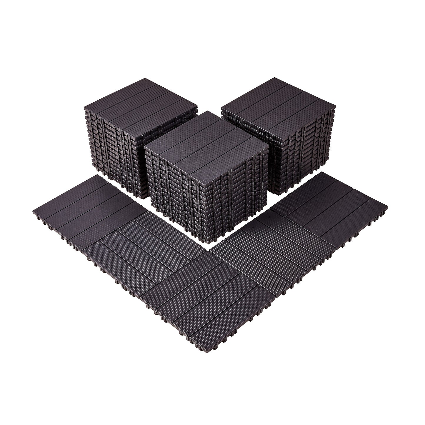 Terrastegels – Vloertegels – Balkontegels – Terrasplanken – Kunststof Tegels – Set 54 stuks 29,5x29,5 cm – Waterbestendig & Anti-slip – Houtlook Donkerbruin