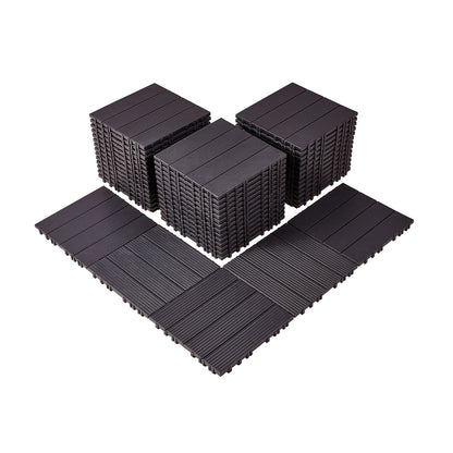 Terrastegels – Vloertegels – Balkontegels – Terrasplanken – Kunststof Tegels – Set 54 stuks 29,5x29,5 cm – Waterbestendig & Anti-slip – Houtlook Donkerbruin