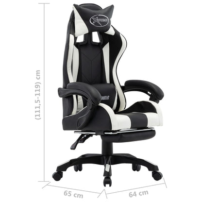 Gamestoel – Gaming Stoel – Game Stoel – Gaming Chair – Racestoel – Verstelbare Rugleuning – Kunstleer Wit/Zwart