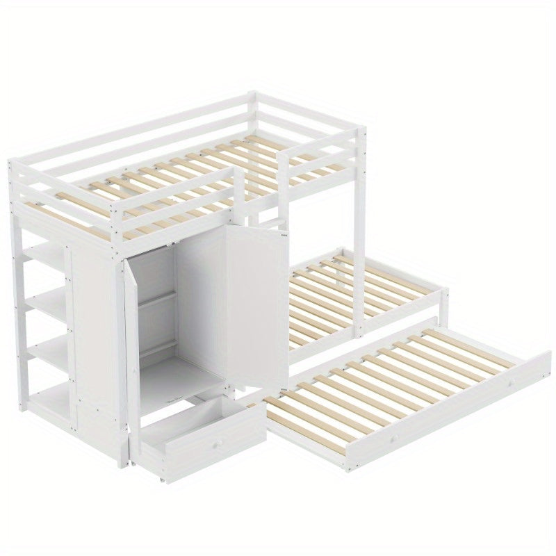 Hoogslaper – Stapelbed – Uitschuifbed – Bedbank – Bedkast – Met Ingebouwde Laden & Opbergruimte – Robuust Metalen Frame – Compact & Ruimtebesparend