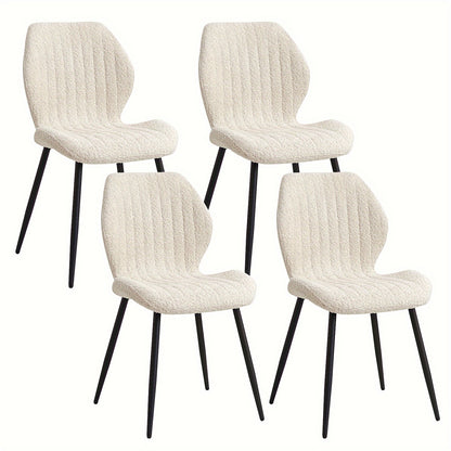 Eetkamerstoel – Stoel – Kuipstoel – Draaistoel – Keukenstoel – Mid-Century Modern Design – Ergonomische Rugleuning – Stevig Metalen Onderstel – Beige Stoffering – Set van 4