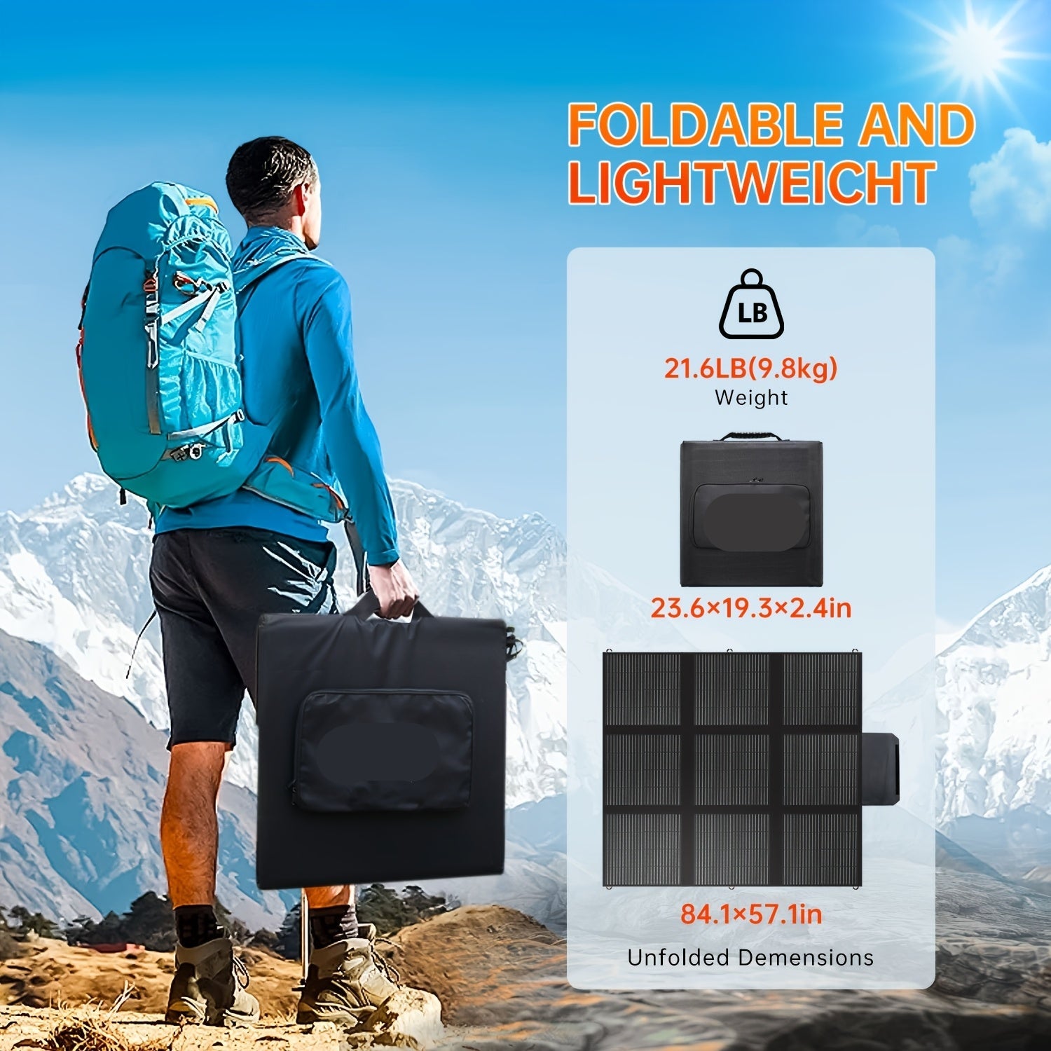 Draagbaar Zonnepaneel – Opvouwbaar Solar Paneel – Mobiel Zonne-energie Systeem – Camping Zonnepaneel – 400W Vermogen – Monokristallijn Met 22,5% Rendement - QUORE