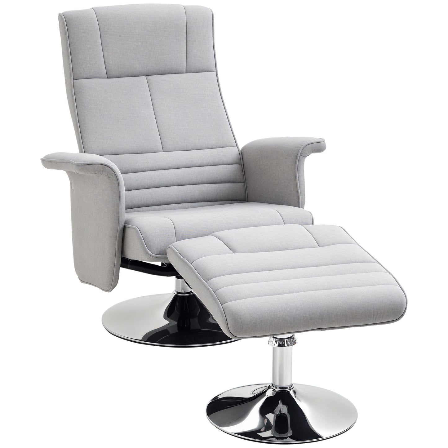 Massagestoel – Relaxstoel – Ontspanningsstoel – Massagefauteuil – Stoel Met Voetenkruk – Verstelbare Rugleuning – Compacte Afmetingen 78x95x88 cm – Lichtgrijs