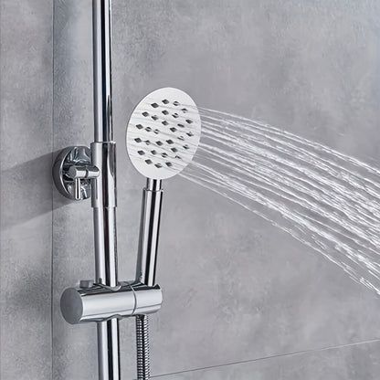 Douche Systeem – Regendouche – Handdouche – Douche Set – Badkamer Douche – Verstelbare Hoogte – Duurzaam Messing Metalen Constructie – Zilveren Afwerking