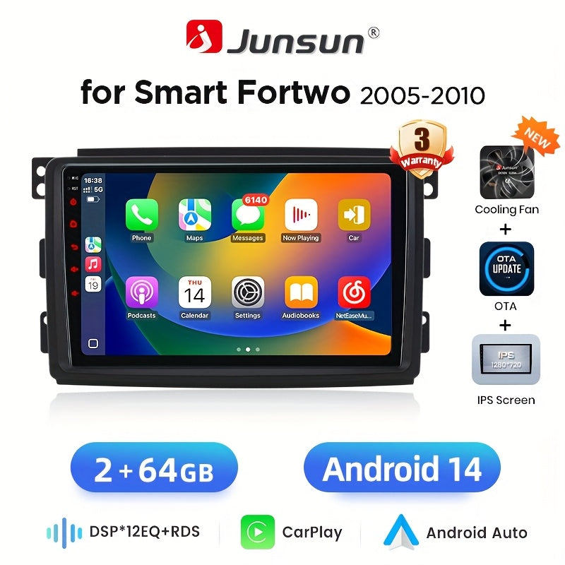 Multimediasysteem Smart Fortwo – Autoradio – Auto Stereo – Navigatiesysteem – Touchscreen – 9 inch IPS Display – Draadloze Apple CarPlay & Android Auto – Ingebouwde GPS Navigatie