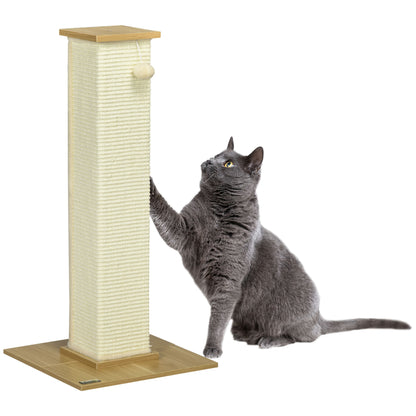 Krabpaal – Krabmeubel – Krabpaal Kat – Krabton – Krabpaal Sisal – Eikenhoutkleur & Crème Wit – Compact 38x38x80 cm – Inclusief Speeltje